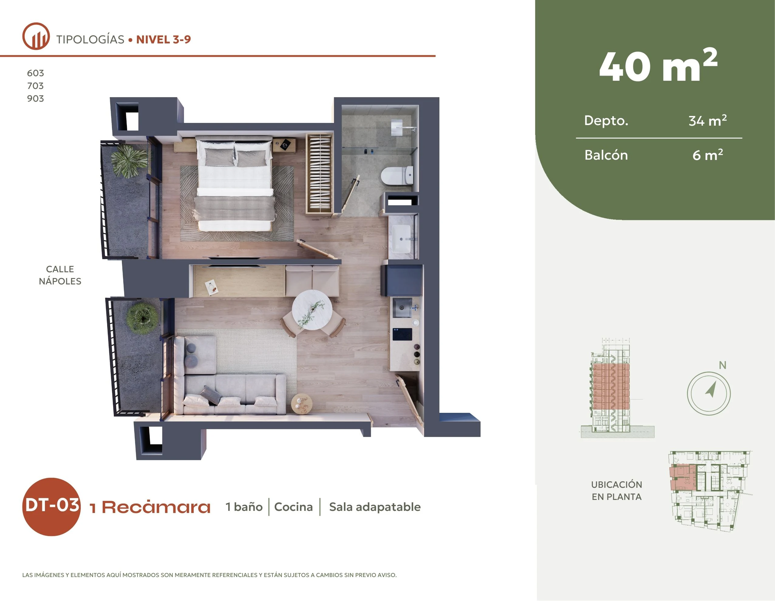 Tipología de departamento. Plano arquitectónico